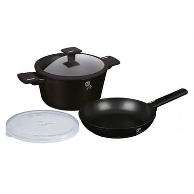 Berlinger Haus MONACO Serie - Titanium Kookpan en Koekenpan - Zwart - Soft Touch Handgrepen