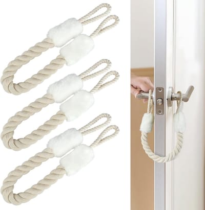 Set van 3 Deurstoppen met Handvatten - Katoenen Deursnoer voor Kinderen en Huisdieren - 60 cm