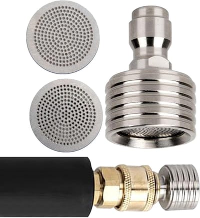 Hogedruksproeiertips Set - Sproeikoppen Accessoires - Efficiënt Buitenonderhoud - Roestvrij Staal - 635 mm Snelkoppeling - Zilver