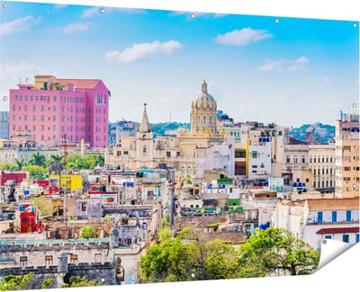 Gards Tuinposter Havana Stad in Cuba - 180x120 cm - Tuindoek - Tuindecoratie - Wanddecoratie buiten - Tuinschilderij