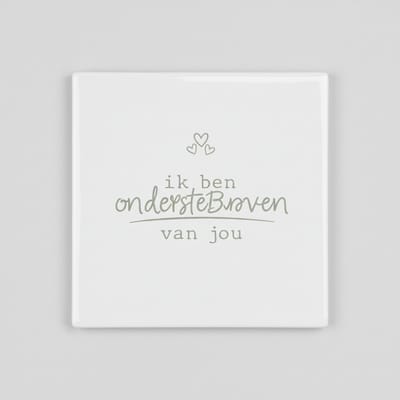 Ik Ben Ondersteboven Van Jou Romantische Keramische Tegel – Minimalistische Liefde Quote Woondecoratie – 15 x 15 cm