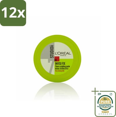 L'Oréal Studio Line Invisi Fix Clean Sculpting Paste 75 ml - Voordeelverpakking - 12 stuks - Styling - Haar fixatie