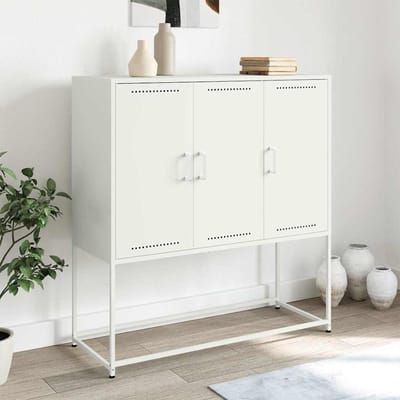vidaXL - Hoge - kast - 100,5x39x107 - cm - staal - wit