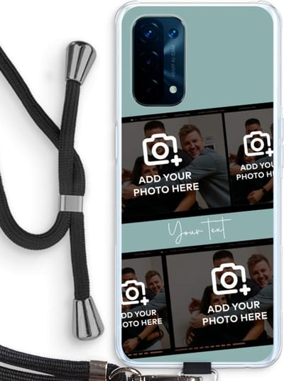 Gepersonaliseerd - Case Company® - Hoesje met koord geschikt voor Oppo A74 5G hoesje met Koord - Filmrol N°2 - Telefoonhoesje met Zwart Koord - Bescherming aan alle Kanten en Over de Schermrand
