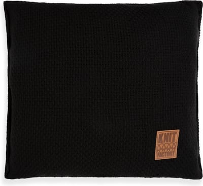 Knit Factory Jesse Sierkussen - Vierkant kussen - Kussen woonkamer - Bank kussen - Decoratie kussen - Zwart - 50x50 cm - Kussenhoes inclusief kussenvulling