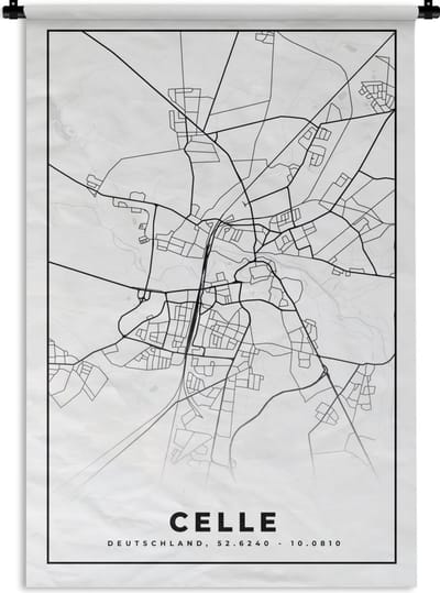 Wandkleed - Wanddoek - Plattegrond - Stadskaart - Celle - Kaart - 120x180 cm - Wandtapijt