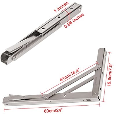 Opvouwbare Roestvrijstalen Plankbeugels 600mm - Zware Belastbaarheid Tot 150Kg - Set van 2 voor Wandmontage