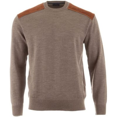 Paul & Shark Trui Shark Tag Velvet Soft Cool Touch Wool Crewneck Driftwood / male