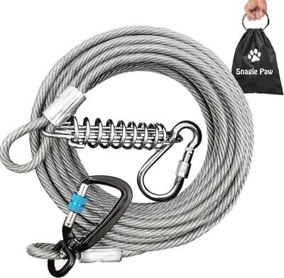 Schokabsorberende Tie-Out Hondenriem – Duurzame en Lichte 10 Meter Lange Huisdierriem voor Middelgrote tot Grote Honden – Ideaal voor Erf en Camping