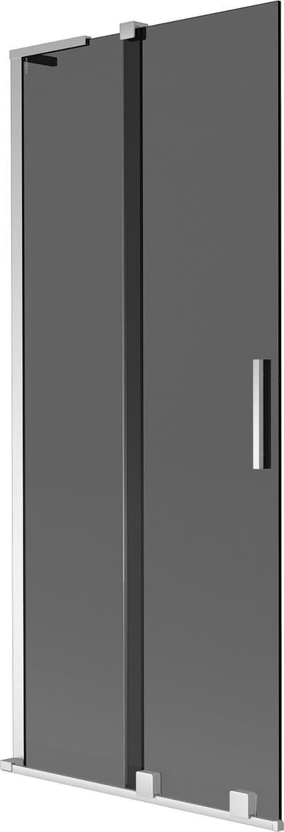 Mexen Velar L badwandafscherming 2-delig schuifbaar 80 x 150 , grafiet, chroom - 896-080-003-41-01