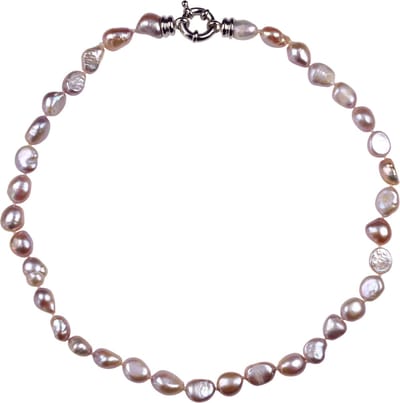 Zoetwater parel ketting Rola - echte parels - roze - zilver - barok parels - sieraden zakje - parelketting dames