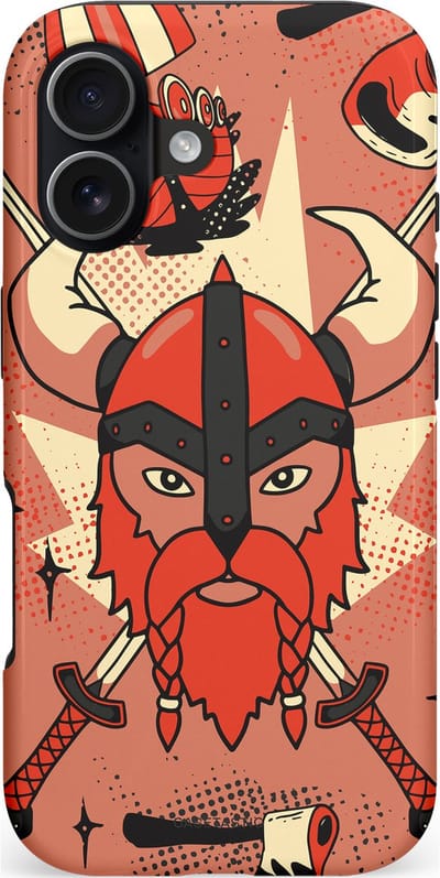 Casetastic hoesje geschikt voor Apple iPhone 17 - MagSafe - Dubbellaagse bescherming - Gehoornde Strijder - Fashion Case - Koraal Terracotta Taupe Donkergrijs