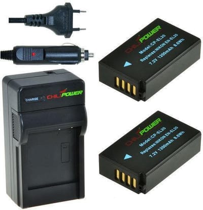 2 x EN-EL20 accu's voor Nikon - inclusief oplader en autolader - Origineel ChiliPower