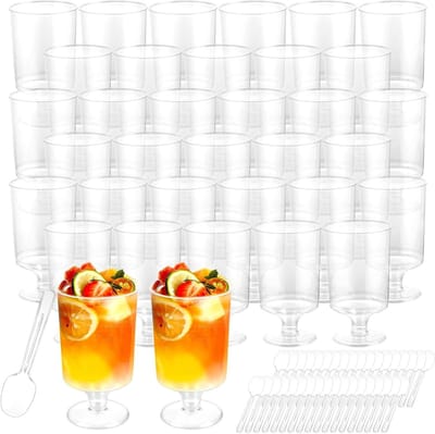 100 Stuks Plastic Dessertglazen 100-120ml - Ideaal voor Pudding, Mousse en IJscreams, Perfect voor Feestjes en Desserts