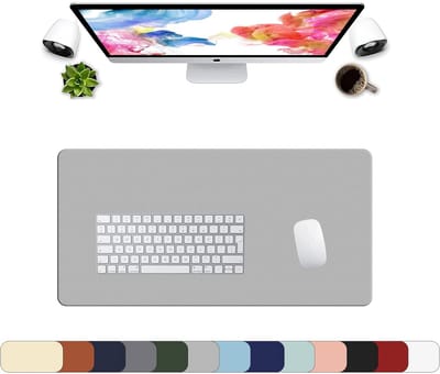 Bureaulegger - Tafelmat - Bureau Organisatie - Waterbestendig Leer - 70x35 cm - Lichtgrijs