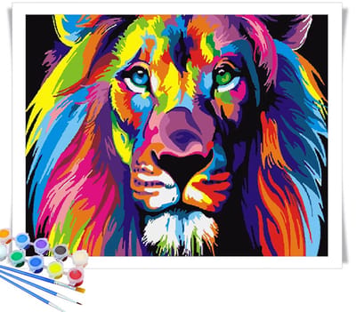 Jumada's Leeuw - Incl. 3 Penselen & Geschenkverpakking - Schilderen Op Nummer - Schilderen Op Nummer Volwassenen & Kinderen – Schilderen Op Nummer Dieren – Kleuren Op Nummer – 30x40 cm