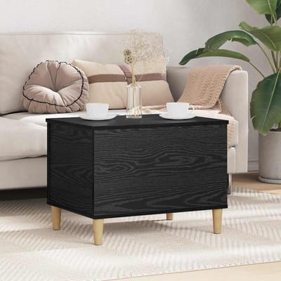 vidaXL - Nachtkastje - Zwart - Eiken - 60 - x - 44,5 - x - 45 - cm - Bewerkt - hout