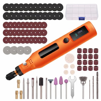 Fokelyi – Draadloze multitool – Roterend Pen-Screen – Digitaal display – Inclusief: 113 accessoires, laadkabel en draagtas - Mini draagbare beeldhouwtool - Lithiumbatterij - 3 snelheidsregeling – Geschikt Voor thuis en in de studio