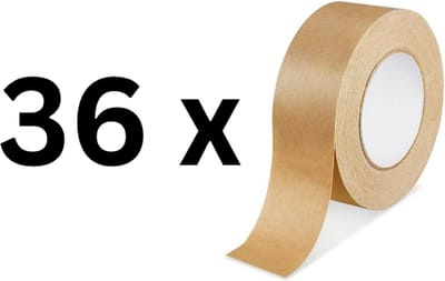 TCX papieren verpakkingstape - Bruin - 36 stuks - 50m x 50mm - Vepakken - Inpakken - Plakken - Papier - Recyclebaar