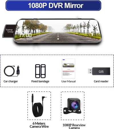 Dashcam Met Achteruitrijcamera - 4k - 10 Inch - IPS-touchscreen - Spiegelcamera Voor Auto - Touchscreen - Videorecorder - Achteruitkijkspiegel - Dashcam -Voor En Achter Camera - Spiegel - Bewegingsdetectie en Parkeerstand -
