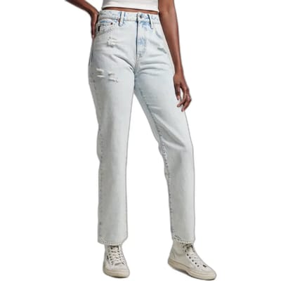 Jeans hoge taille biologisch katoen recht Superdry 4