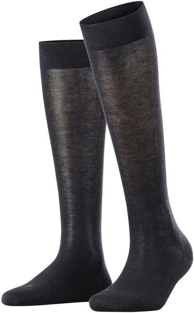 FALKE Sensitive London drukvrije comfort tailleband katoen kniekousen dames blauw - maat 35-38