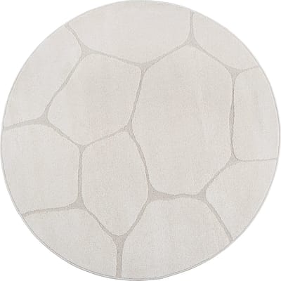 Mia’s Teppiche Atlas – modern vloerkleed met natuursteen-patroon, 3D structuur, zacht & onderhoudsvriendelijk, crème, Ø 120 cm rond