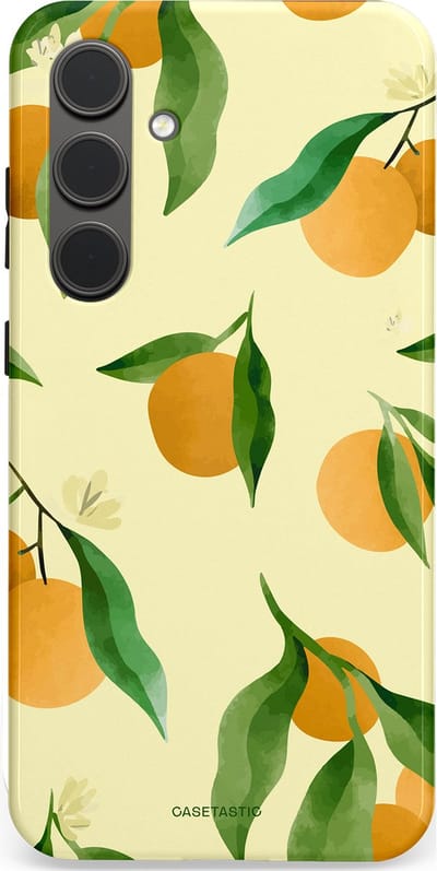 Casetastic Hoesje Geschikt voor Samsung S24 Plus - Stijlvolle Beschermende Duo-layer Case - Bladrijke Sinaasappel