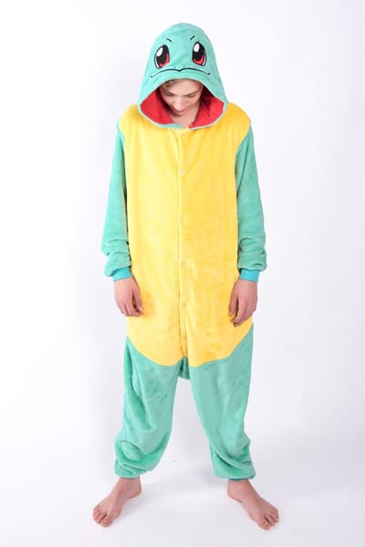 KIMU® Onesie Schildpad Pak - Maat XS-S of 152-158 - Schildpadpak Kostuum Groen Geel - Huispak Pyjama Jumpsuit Dames Heren Fleece Festival