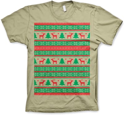 Heren Tshirt -S- Christmas Knit Pattern Groen