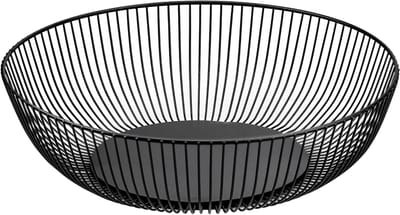 Famanu – Fruitschaal metaaldraad 27,5 x 9 cm – open design fruitmand (zwart)