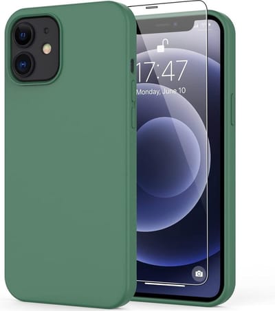 Solid hoesje Geschikt voor: iPhone 12 Pro Max Soft Touch Liquid Silicone Flexible TPU Cover - Groen + 1X Screenprotector Tempered Glass
