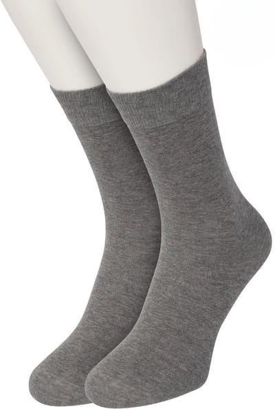 Bonnie Doon Basic Sokken Dames Grijs maat 36/42 - 2 paar - Basis Katoenen Sok - Gladde Naden - Brede Boord - Uitstekend Draagcomfort - Perfecte Pasvorm - 2-pack - Multipack - Effen - Gemeleerd - Antraciet - Anthracite Heather - OL834222.105