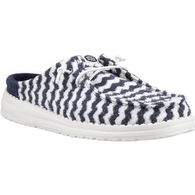 HEYDUDE Wendy Slip Terry Stripe Polyester Dames Navy Blazer/Egret Mules