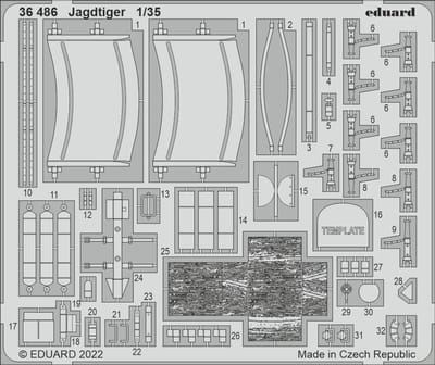 Eduard Modelbouwdecoratie - 36486 Accessoires for Jagdtiger - Hobby Boss Photo-etch
