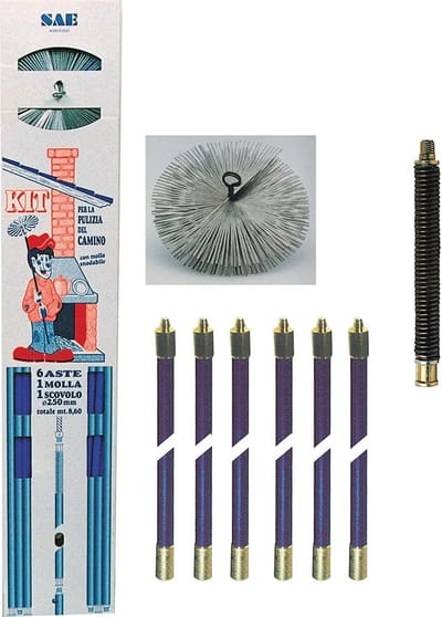 Reinigingsset voor schoorsteen - 8-delige set met borstel en accessoires