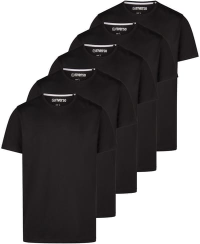 riverso Heren T-Shirt RIVDean 5 Pack regular fit Zwart S Ronde Hals Volwassenen - gemaakt van 100% katoen