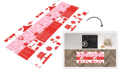 Keukenloper - Loper keuken - Patronen - Pannen - Design - Huis - Roze - 120x50 cm - Keukenloper vinyl