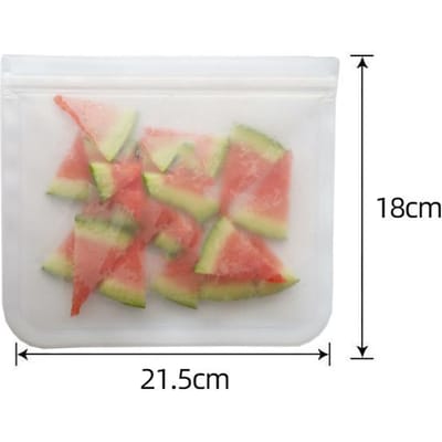 Sac de conservation des aliments frais Contenants de conservation des aliments en silicone Contenants étanches Réutilisables Sac à fermeture éclair Sac à tasse Emballage frais white