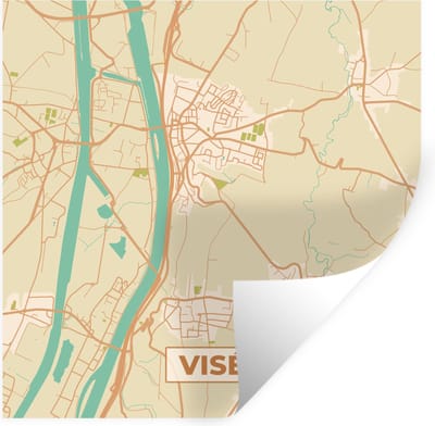 Muurstickers - Sticker Folie - Kaart - Plattegrond - Vintage - België - Visé - 100x100 cm - Plakfolie - Muurstickers Kinderkamer - Zelfklevend Behang XXL - Zelfklevend behangpapier - Stickerfolie