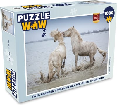 Puzzel Twee paarden spelen in het water in Camargue - Legpuzzel - Puzzel 1000 stukjes volwassenen
