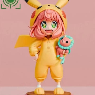 14cm SPY×FAMILY Anya Forger avec Costume Pikachu Pokémon Figurine d'Action Anime Jouets no box beige