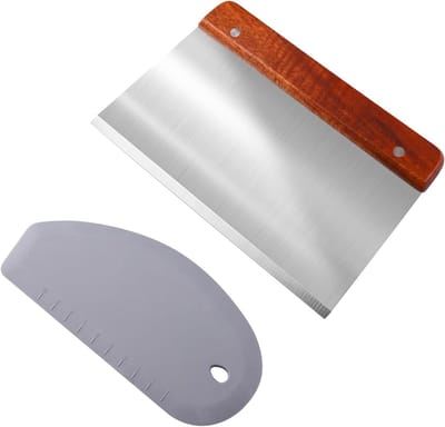 Set van 2 Premium Bankenschrapers - Grote Met Houten Handvat - Flexibele Siliconen Deegschraper - Deegkaart - Deegspatel - Schraper Voor Keuken - Taart - Deeg