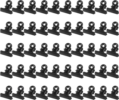 Sterke Zwarte Bulldog Clips, 50 Stuks, 22mm Metaal, Ideaal voor Documenten, Foto's en Voedselzakken