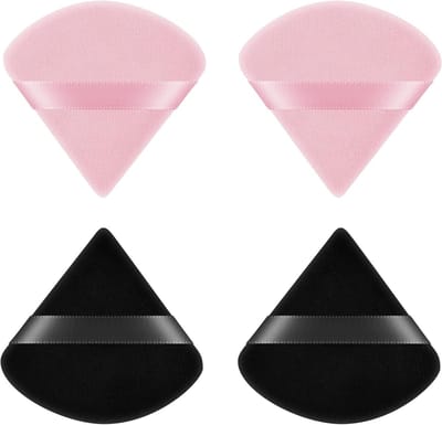 Set van 4 Triangulaire Make-up Sponsjes - Herbruikbare Zachte Poeder Puff voor Losse Poeder, Foundation en Rouge - Wasbare Cosmetische Spons voor Droog en Nat Gebruik