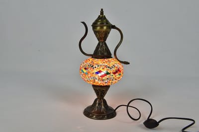 Turkse Ibrik tafellamp - handgemaakt multicolour nachtlamp - 1 stuk - sfeervolle decoratie