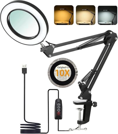 Loeplamp met Standaard - Staande Lamp met LED Verlichting - Werklamp - Atelierlamp