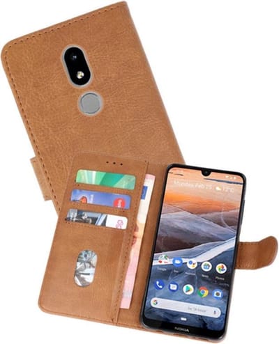Hoesje Geschikt voor Nokia 3.2 - Kaarthouder Book Case Telefoonhoesje - Bruin