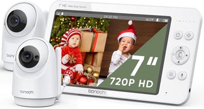 Babyfoon Met Camera - Kindbewaking Monitor - Veilige Kinderkamer - Twee HD Camera's - 7 Inch Scherm - Wit