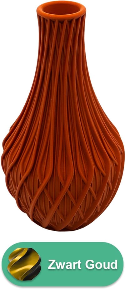 Miroa design vaas – Decoratieve vaas - Zwart / Goud - 3d geprinte vaas – geschikt voor droogbloemen - 20CM